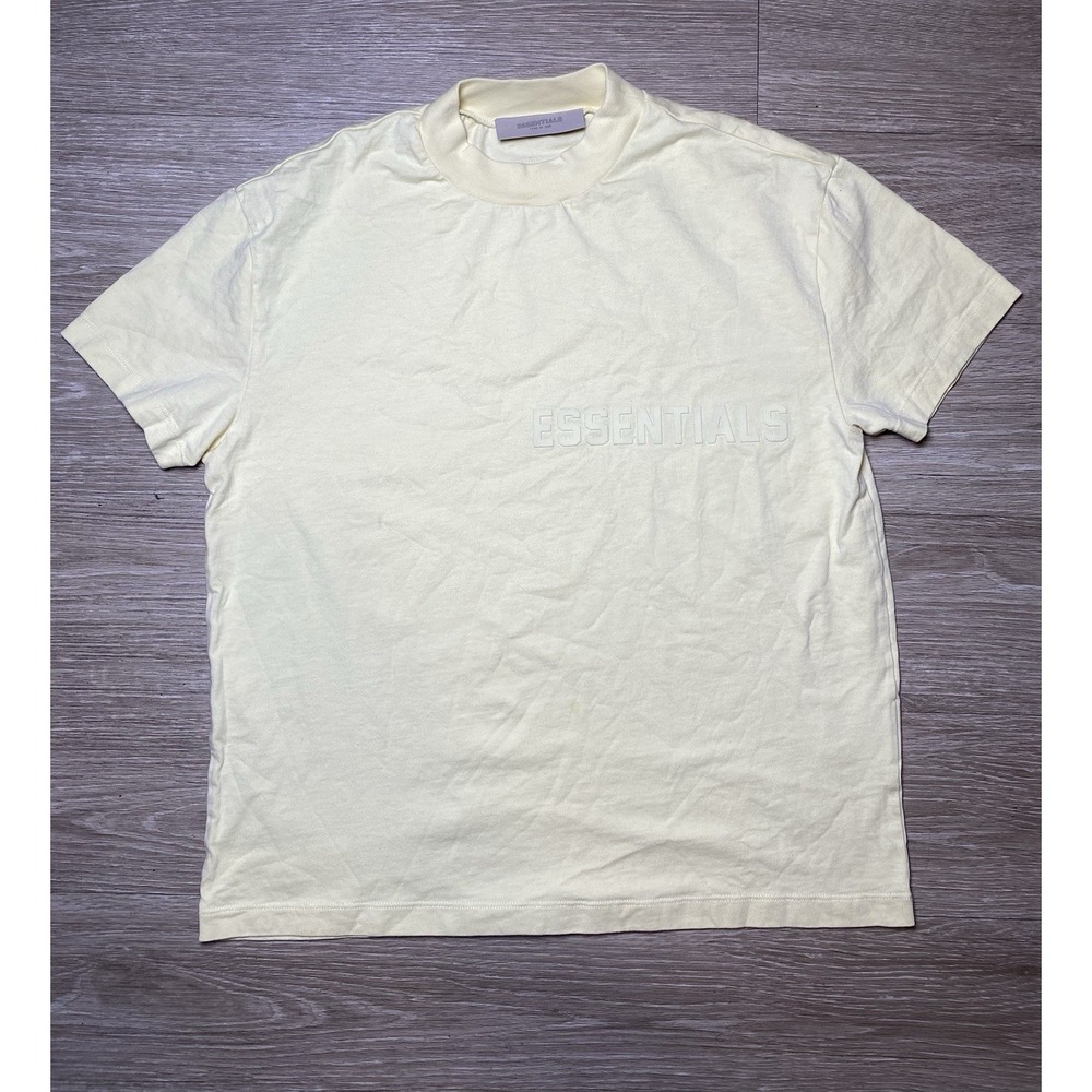 2022 Size XXS Fear Of God "ESSENTIALS" Logo Short-Sleeve Tee "Eggshell" White